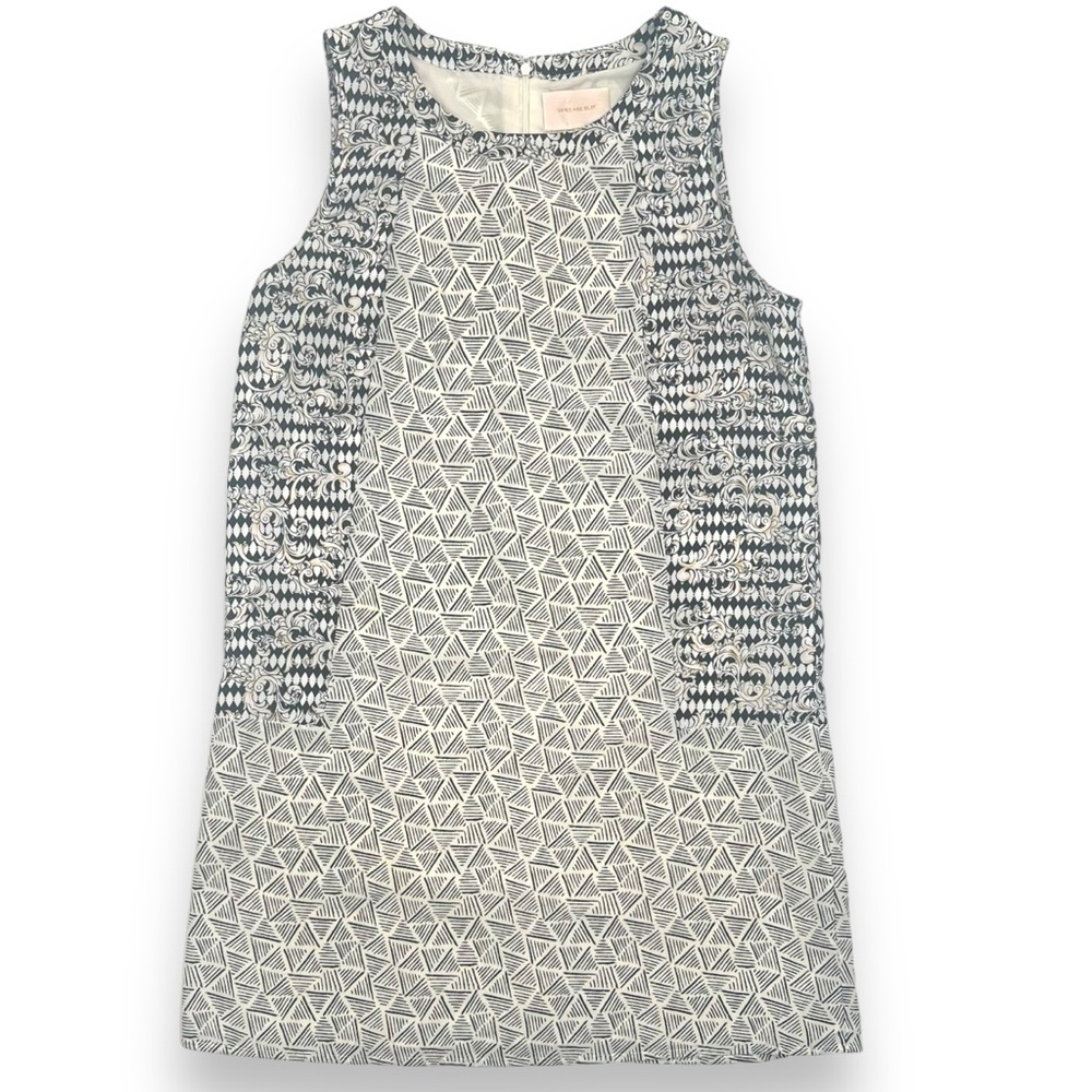 Skies Are Blue Black Ivory Geometric Print Sleeveless Sift Dress Size Medium